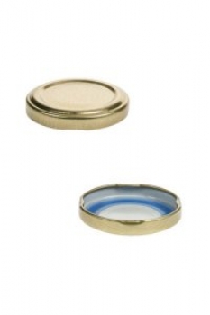 Deckel TO-48 gold BLUESEAL, speziell für fett- und ölhaltige Füllgüter, PVC-frei